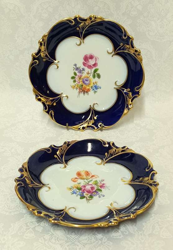 Vintage JLMenuau Graf Von Henneberg Porzellan Echt Kobalt Bowls 1930s - 1940s