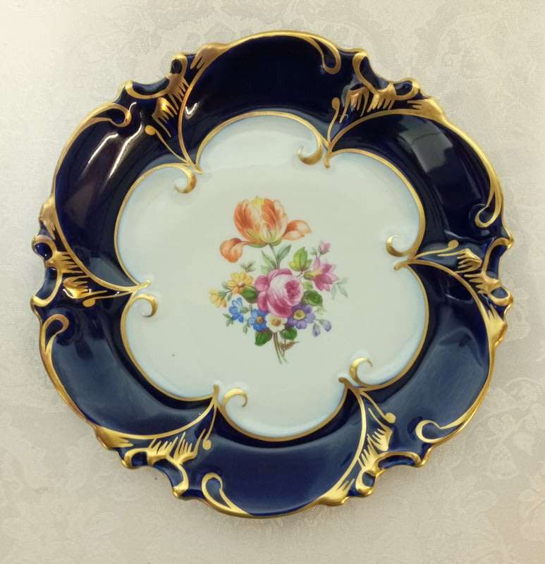 Vintage JLMenuau Graf Von Henneberg Porzellan Echt Kobalt Bowls 1930s - 1940s