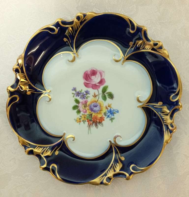 Vintage JLMenuau Graf Von Henneberg Porzellan Echt Kobalt Bowls 1930s - 1940s