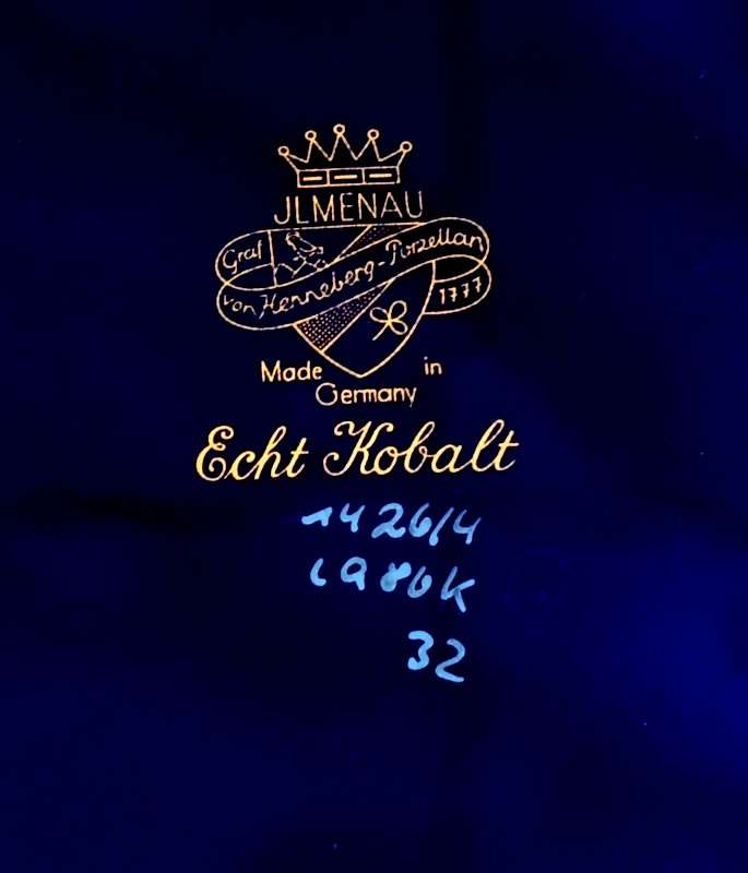 Vintage JLMenuau Graf Von Henneberg Porzellan Echt Kobalt Bowls 1930s - 1940s