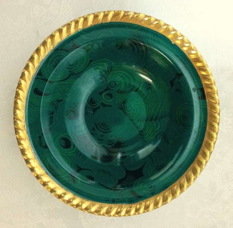 Portmeirion Malachite Rope Edged Bowl by Susan William-Ellis (22ct gold gilding)
