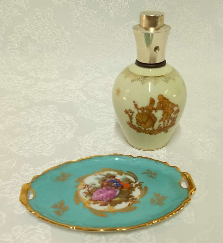 Limoges Vintage Spray bottle and very small plate