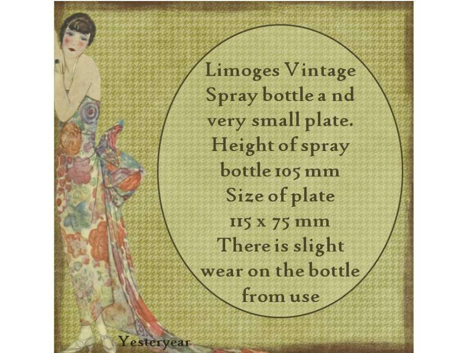 Limoges Vintage Spray bottle and very small plate