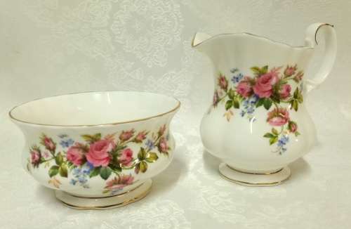 Royal Albert Moss Rose Creamer & Sugar