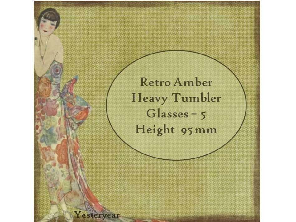 Retro Amber Heavy Tumbler Glasses  5