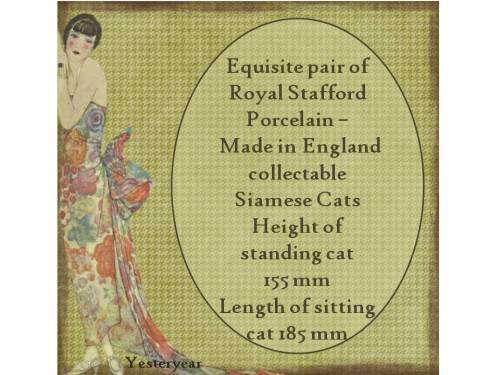 Exquisite pair of Royal Stafford Porcelain Siamese Cats