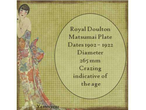 Royal Doulton Matsumai Plate  Dates 1902-1922