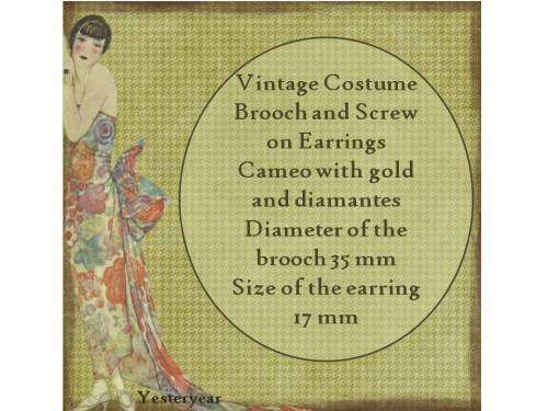 Vintage Costume Brooch and Screw on Earrings
