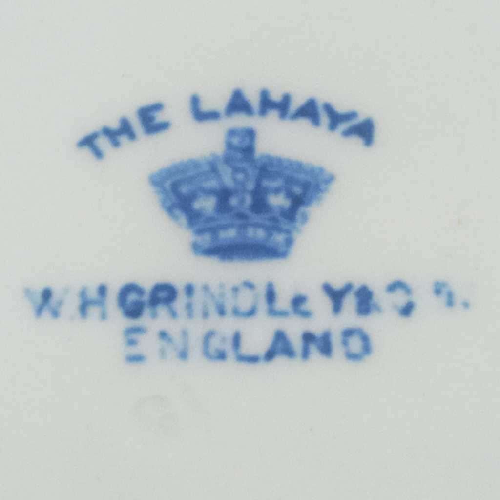 W H Grindley - The Lahaya Flow Blue and White Dessert Plate. Circa 1920