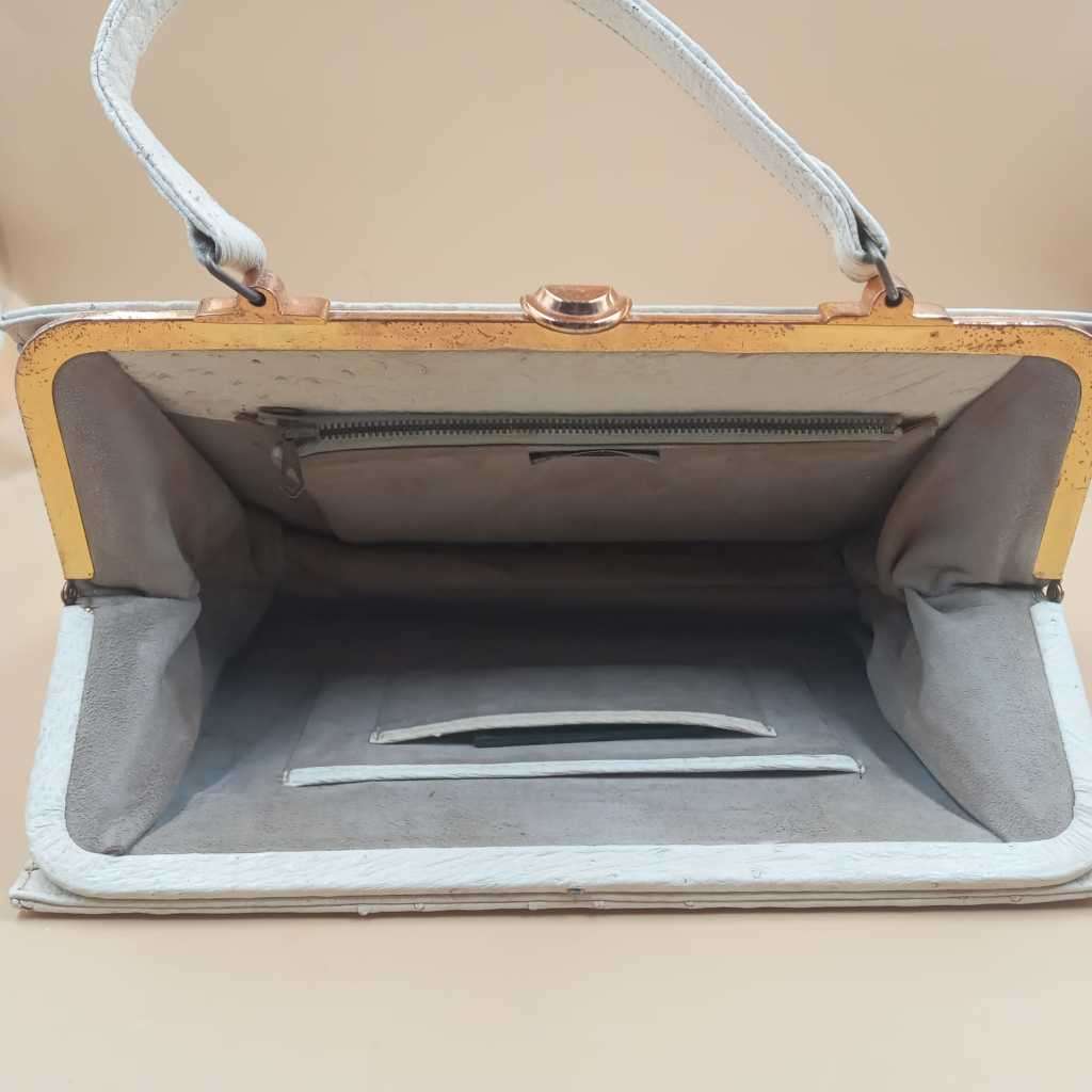 Vintage Florentine Custom Made Ostrich Leather Handbag