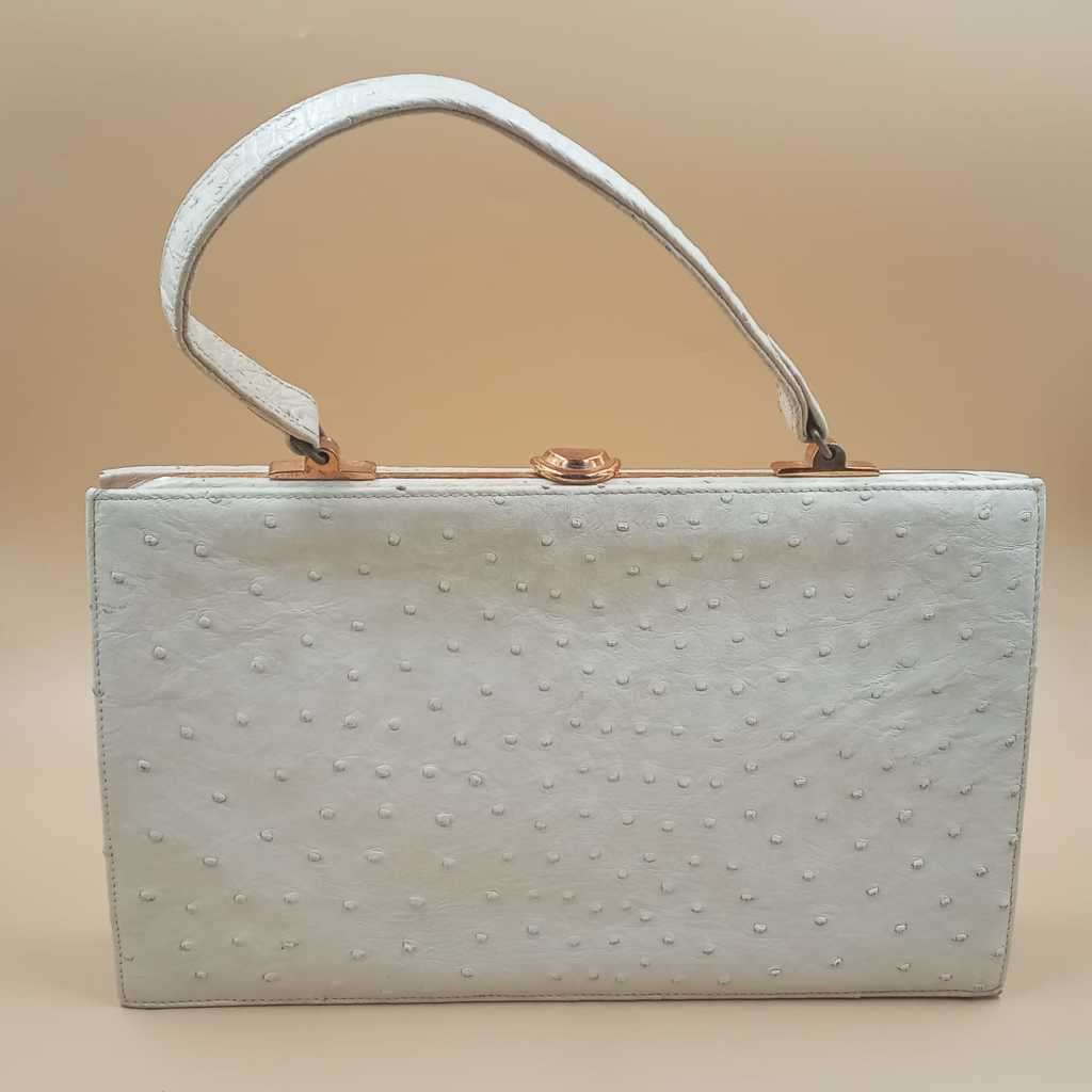 Vintage Florentine Custom Made Ostrich Leather Handbag
