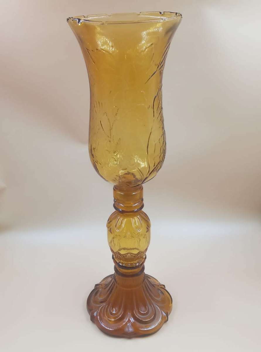 Mid Century Amber Glass Candle holder