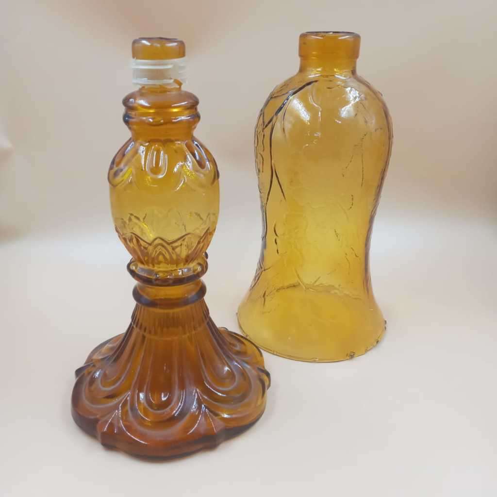 Mid Century Amber Glass Candle holder