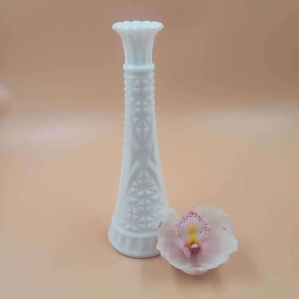 White milk glass vase