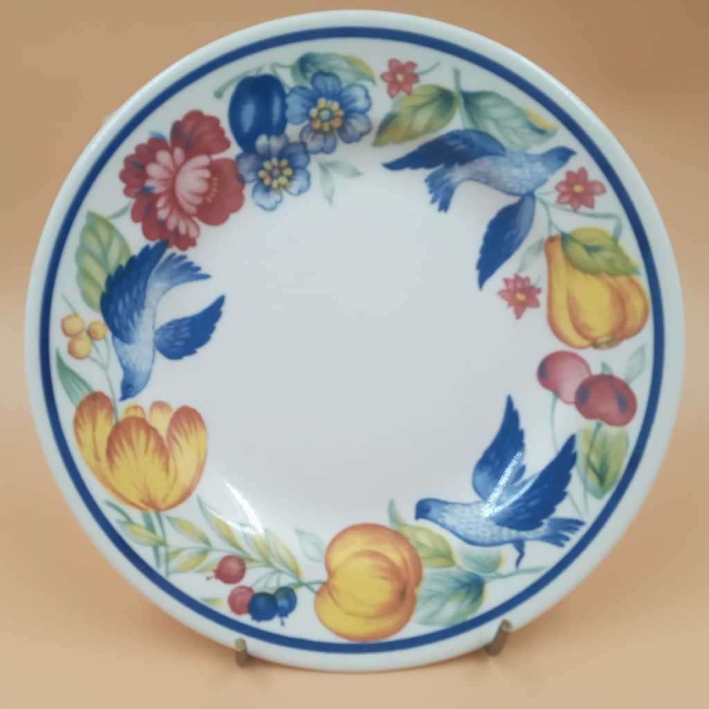 Two colourful Churchill side plates