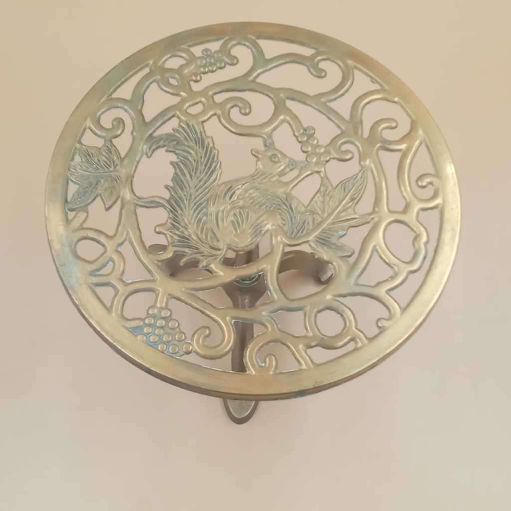 Vintage Standing Squirrel Motif Trivet - Solid Brass