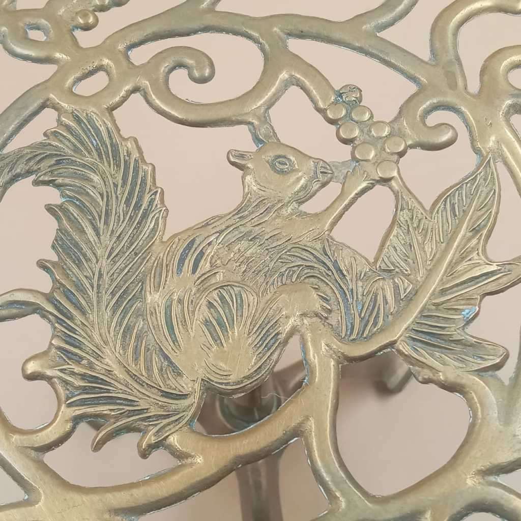 Vintage Standing Squirrel Motif Trivet - Solid Brass