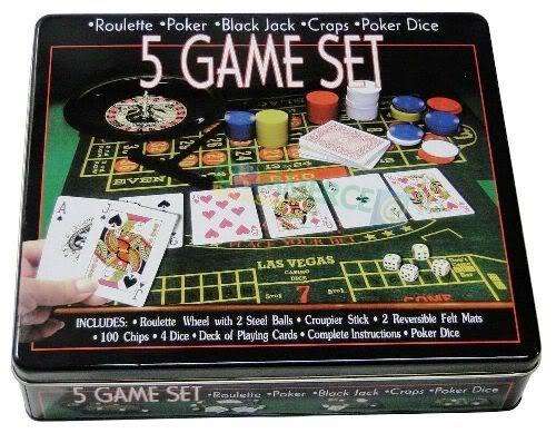 5 Game Set - Roulette, Poker, Black Jack, Craps, Poker Dice