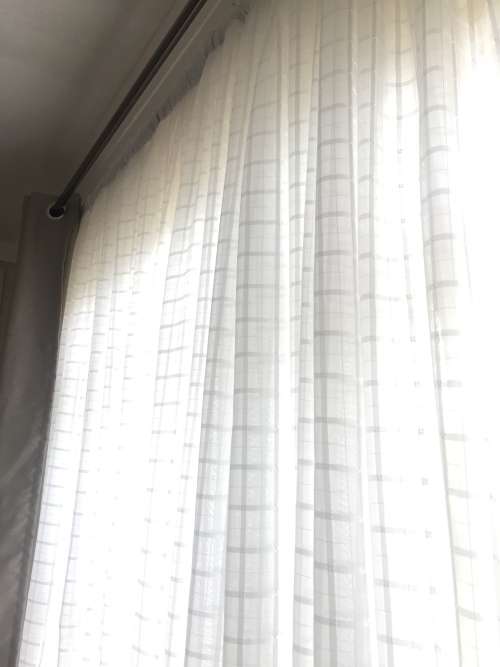 VOILE CURTAINS CHECK VOILE 5M x 230CM WHITE OR CREAM READY TO HANG