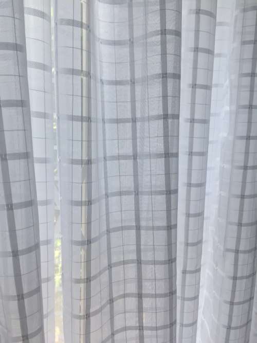 VOILE CURTAINS CHECK VOILE 5M x 230CM WHITE OR CREAM READY TO HANG