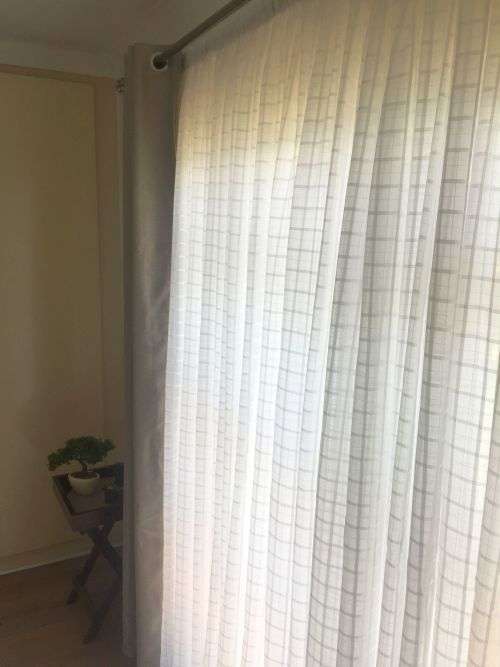 VOILE CURTAINS CHECK VOILE 5M x 230CM WHITE OR CREAM READY TO HANG