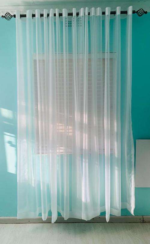 EYELET PLAIN SHEER VOILE CURTAIN  ** 5m x 230cm **  READY TO HANG!