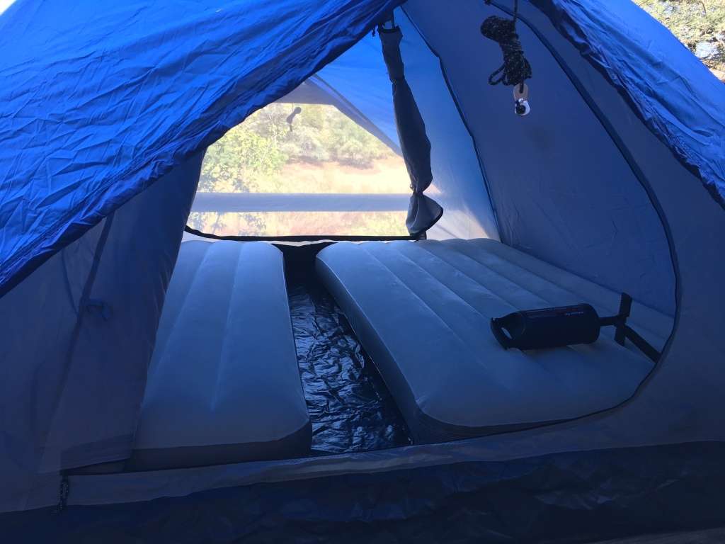 K-Way Panorama 3 dome tent and 2x intex single mattress with pump