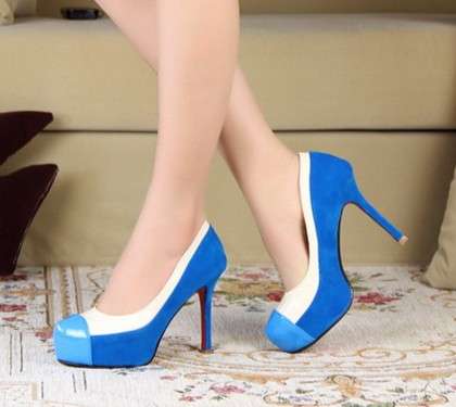 Triple Layer Heels in Blue / Black