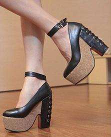 Special Back Lacing Cork Wedges in Black