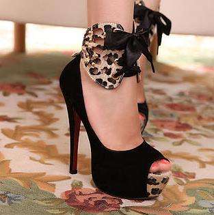 Suede And Leopard High Heels Double Wear