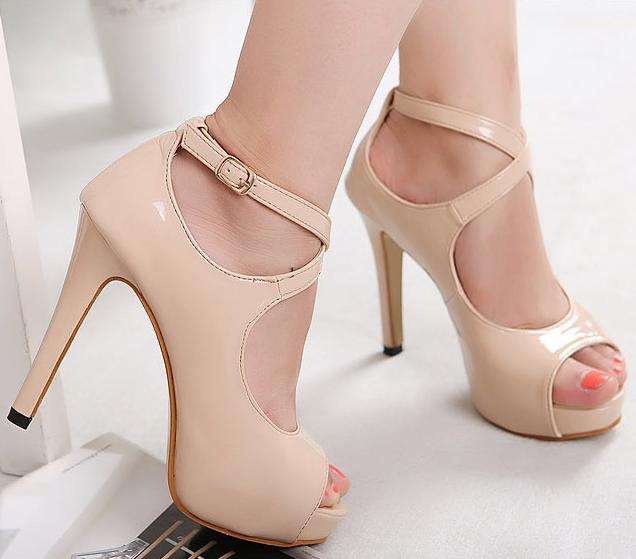 Elegant High Heel Sandals in Nude