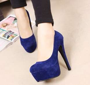 Sueded High Heels in Blue - Also Pink
