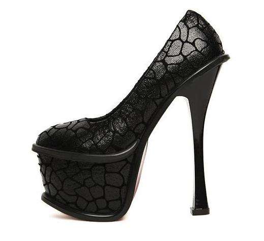 16cm Clock Heel Platforms in Black