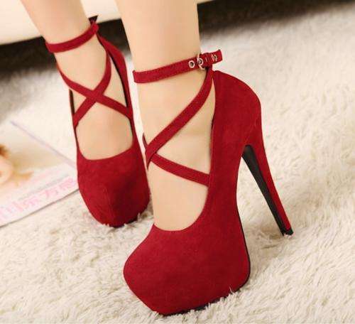 Elegant Cris Cross Heels in Red