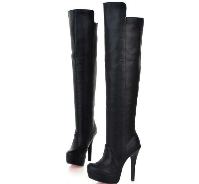 Tall Platform Boots in Black