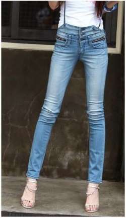 High waisted slim elastic jeans Size (S-M-L)