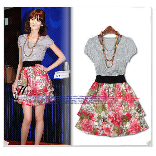 Colorblock Elastic Waist Dress (Size S-M)