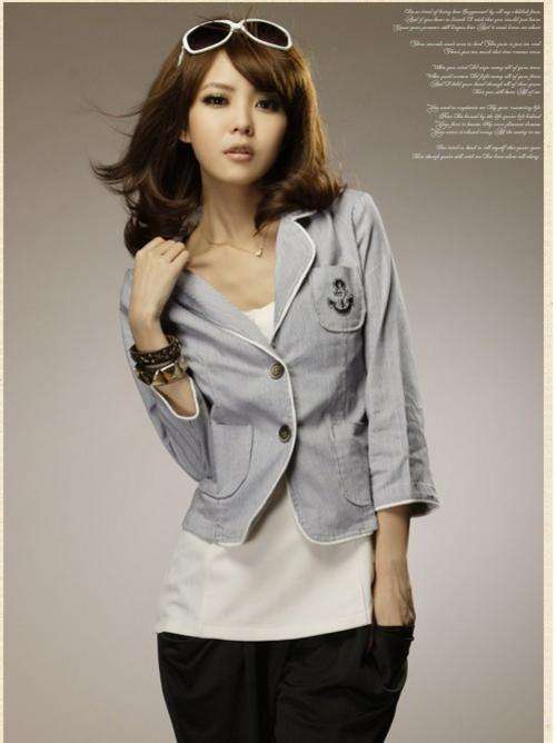 Pin-Stripe Grey Short Jacket
