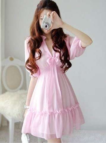 Cute Pink Chiffon Dress