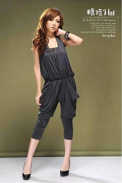 Around Neck Bandage  Jumpsuit Grey