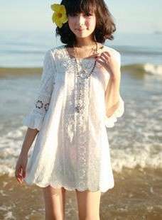Square Collar Lace Shirt White
