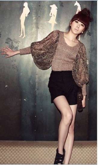 !!NEW!! Designer Chiffon Sleeve Sweater Brown