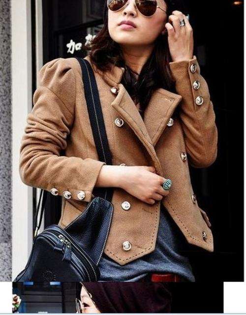 !!!NEW!!!  Buttons Embellished Short Coat in Camel S-M