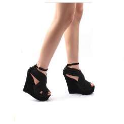 !!!NEW!!! Wrapped 13cm Hihg Wedges in Black ( Size 2 - 6.5 )