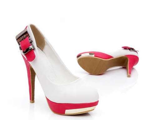 Buckled Pumps in White&Pink