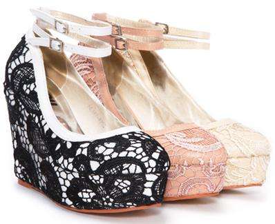 Boho Lace Embellished Designer Wedges