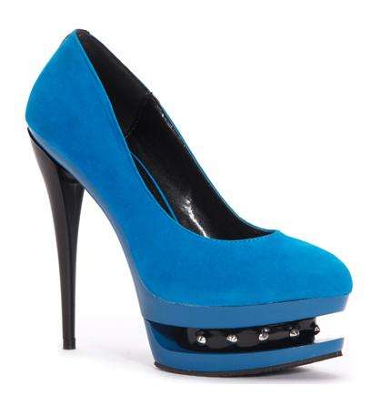 Designer 13cm High Heel Pumps with Rivet Detail  in Blue