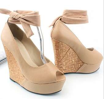 Wrap Around High Wedge in Camel