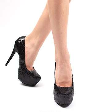 Platform Black Glitter Pumps (Size 2.5 - 6)