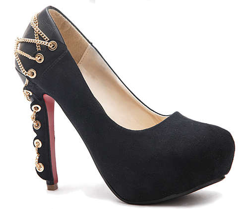 Chain Embellished High Heel Pumps